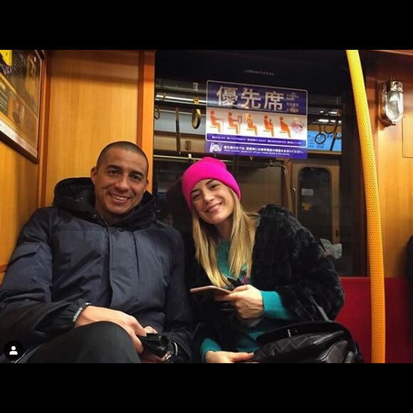 David Trezeguet et Belen Cosimo au Japon le 10 février 2018.