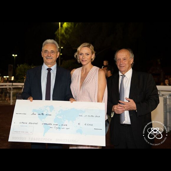 Charlene de Monaco a assisté à la course de trot "Prix Princesse Charlène de Monaco - Charity Race", le 19 juillet 2019 à l'Hippodrome de Cagnes-sur-Mer, avec son fils Jacques de Monaco et son frère Gareth Wittstock.