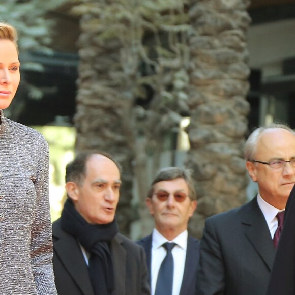 Le Prince Albert II et la princesse Charlène de Monaco avec leurs enfants le prince Jacques de Monaco et la princesse Gabriella de Monaco assistent à l'inauguration du One Monte-Carlo et de la promenade Princesse Charlène. P. Casiraghi et M.Wittstock ont également assisté à l'événement avec JL. Biamonti, D. Lambrecht et I. Harbour. Le One Monte-Carlo est un centre commercial situé au coeur de Monte-Carlo proche du célèbre casino de Monte-Carlo le 22 février, 2019 © Cyril Dodergny / Nice Matin / Bestimage