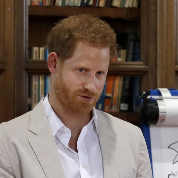 Le prince Harry, duc de Sussex, s'entretient avec le Dr Jane Goodal dans le cadre se son programme Roots & Shoots Global Leadership au chateau de Windsor dans le Berkshire, le 23 juillet 2019.  The Duke of Sussex speaking at Dr Jane Goodal Roots & Shoots Global Leadership Meeting at Windsor Castle in Berkshire. Windsor, July 23rd 2019.23/07/2019 - Windsor