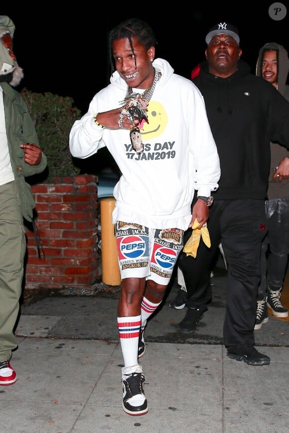 A$AP Rocky est allé diner au restaurant Delilah à West Hollywood, Los Angeles, le 31 janvier 2019.