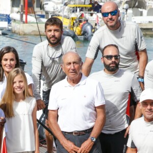 Le roi Felipe VI d'Espagne était accompagné par sa femme la reine Letizia et leurs filles Leonor et Sofia le 1er août 2019 au Club nautique royal de Palma de Majorque pour son premier jour de compétition lors de la 38e Copa del Rey.