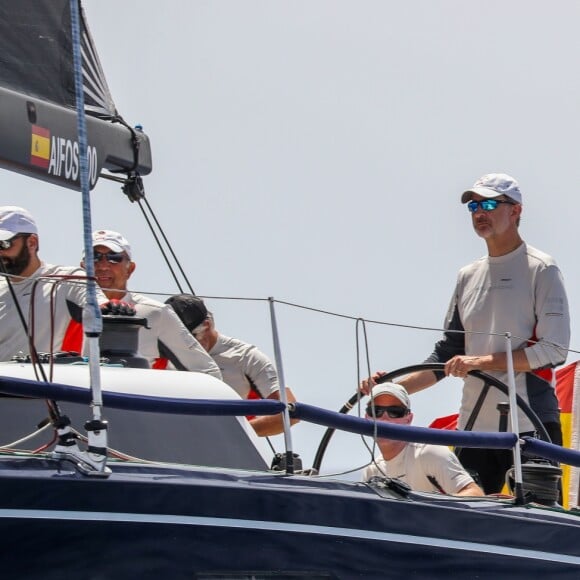 Le roi Felipe VI d'Espagne lors de la 38ème course de voile "Copa del Rey" à Palma de Majorque. Le 1er août 2019  Spanish King Felipe VI during the 38th Copa del Rey sailing contest in Palma de Mallorca on Thursday, 01 August 2019.01/08/2019 - Palma de Majorque
