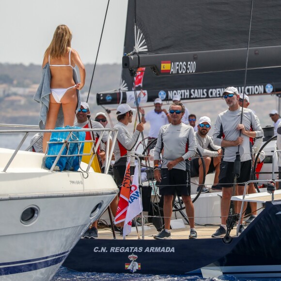 Le roi Felipe VI d'Espagne lors de la 38ème course de voile "Copa del Rey" à Palma de Majorque. Le 1er août 2019  Spanish King Felipe VI during the 38th Copa del Rey sailing contest in Palma de Mallorca on Thursday, 01 August 2019.01/08/2019 - Palma de Majorque