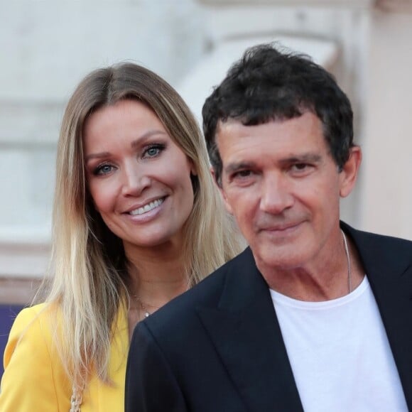 Nicole Kimpel et Antonio Banderas à la projection du film "Pain And Glory", en ouverture des séances de cinéma en plein air avec Film4 Summer Screen à la Somerset House. Londres, le 8 août 2019.