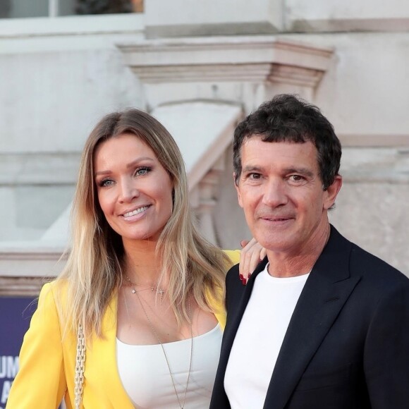 Nicole Kimpel et Antonio Banderas à la projection du film "Pain And Glory", en ouverture des séances de cinéma en plein air avec Film4 Summer Screen à la Somerset House. Londres, le 8 août 2019.