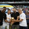 Steve Mandanda, Florian Thauvin, Adil Rami et Franck Le Gall - Match OM-Toulouse FC pour le lancement de la saison 2018/2019 du championnat de football de Ligue 1 au stade Vélodrome à Marseille. Le 10 août 2018.