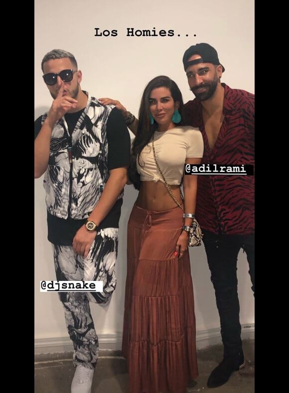 Adil Rami en backstage avec DJ Snake après son concert à Cannes le 10 août 2019.