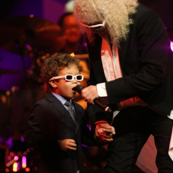 Michel Polnareff et son fils Louka - Jour 4 - Concert de Michel Polnareff à l'AccorHotels Arena de Paris le 11 mai, 2016.