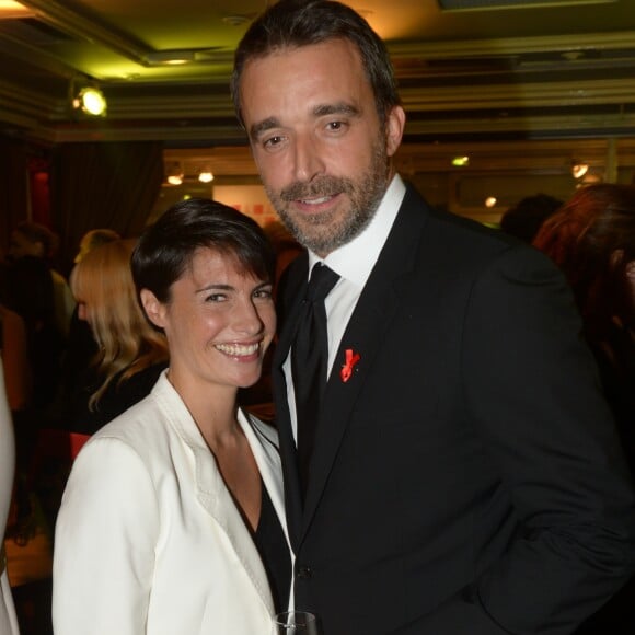 Alessandra Sublet et son mari Clément Miserez - Dîner de la mode pour le Sidaction au pavillon d'Armenonville à Paris. Le 23 janvier 2014.