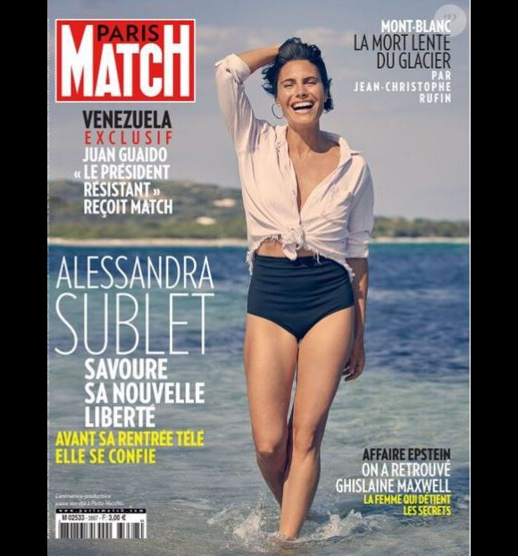 Alessandra Sublet en couverture de "Paris Match". Numéro du 22 août 2019.