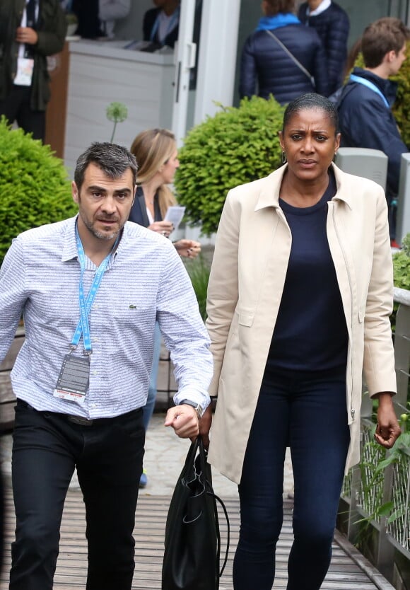 Marie-José Perec et Sébastien Foucras - People au village des internationaux de France de tennis à Roland Garros le 1er juin 2016. © Dominique Jacovides / Bestimage