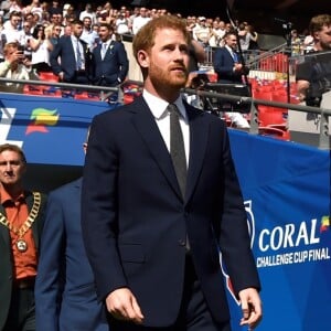 Le prince Harry, duc de Sussex, lors du match de finale de la Rugby League Challenge Cup à Londres le 24 août 2019.