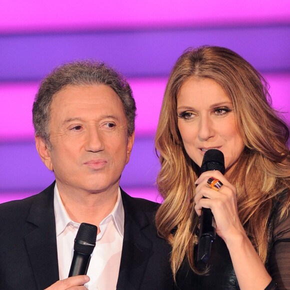 Michel Drucker et Céline Dion lors de l'émission "Céline Dion, le Grand show", sur France 2, en novembre 2012. © Guillaume Gaffiot /Bestimage