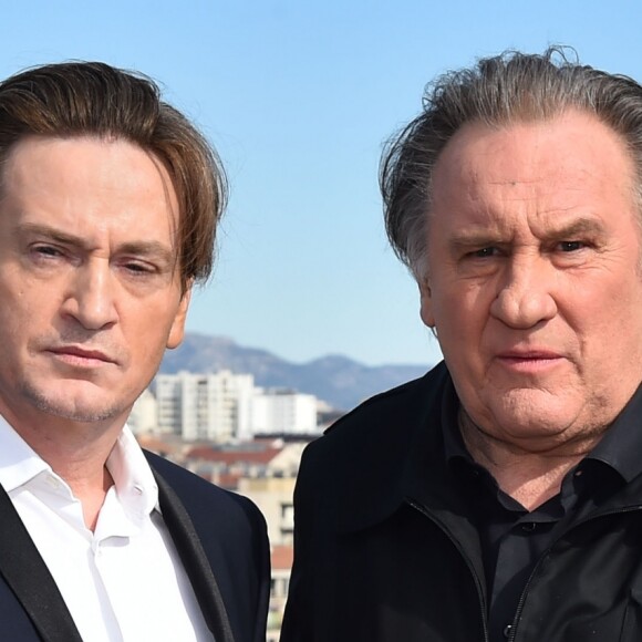 Benoit Magimel et Gérard Depardieu durant le photocall organisé pour la présentation de la saison 2 de la série "Marseille" pour Netflix au Sofitel du Vieux Port à Marseille, le 18 février 2018. © Bruno Bebert / Bestimag