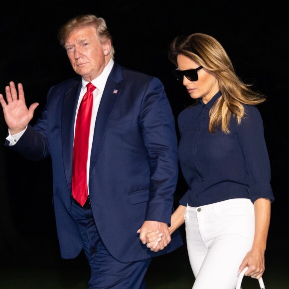 Donald Trump et Melania Trump de retour à la Maison Blanche à Washington, après le sommet du G7 qui s'est déroulé à Biarritz. Washington, D.C., le 26 août 2019.