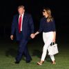 Donald Trump et Melania Trump de retour à la Maison Blanche à Washington, après le sommet du G7 qui s'est déroulé à Biarritz. Washington, D.C., le 26 août 2019.