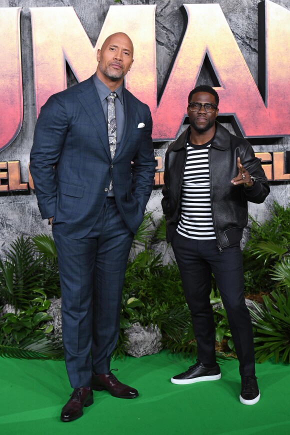 Dwayne Johnson, Kevin Hart à la première de "Jumanji: Welcome To The Jungle" au cinema Vue West End à Londres, le 7 décembre 2017.