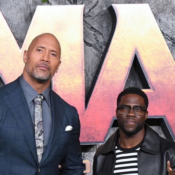 Dwayne Johnson, Kevin Hart à la première de "Jumanji: Welcome To The Jungle" au cinema Vue West End à Londres, le 7 décembre 2017.