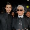 Baptiste Giabiconi et Karl Lagerfeld - Soirée "Giabiconistyle.com opening" au Vip Room à Paris le 28 février 2015.