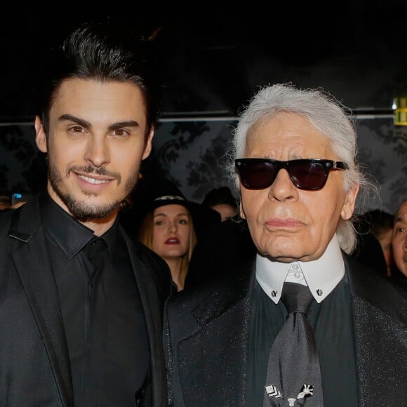 Baptiste Giabiconi et Karl Lagerfeld - Soirée "Giabiconistyle.com opening" au Vip Room à Paris le 28 février 2015.