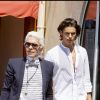 Karl Lagerfeld et Baptiste Giabiconi à Saint-Tropez. Août 2009.