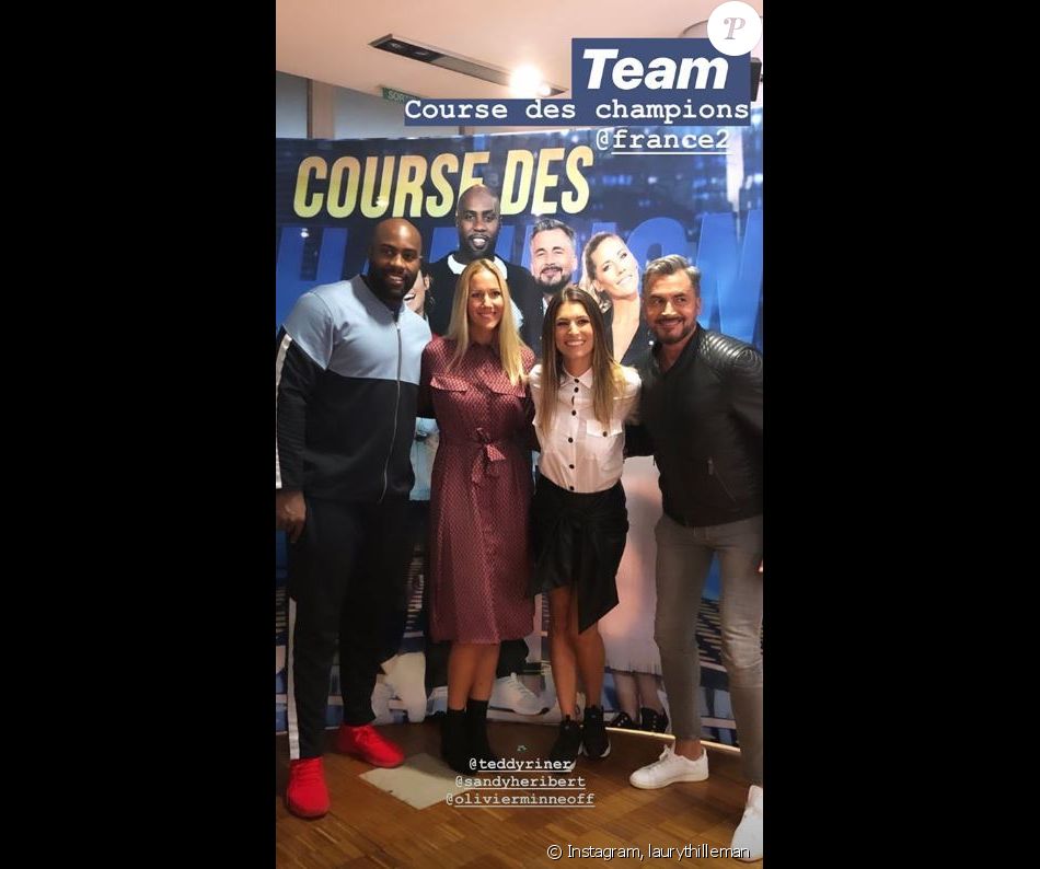 Teddy Riner Sandy Heribert Laury Thilleman Et Olivier Minne Lors De La Conference De Presse De L Emission La Course Des Champions France 2 Le 18 Septembre 2 Purepeople