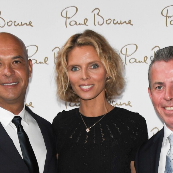 Exclusif - Jérôme Bocuse, Sylvie Tellier et Thibaut Gaudin lors de la soirée d'inauguration de la brasserie Paul Bocuse dans l'hôtel du Louvre, dans le 1er arrondissement de Paris, France, le 12 septembre 2019. © Coadic Guirec/Bestimage