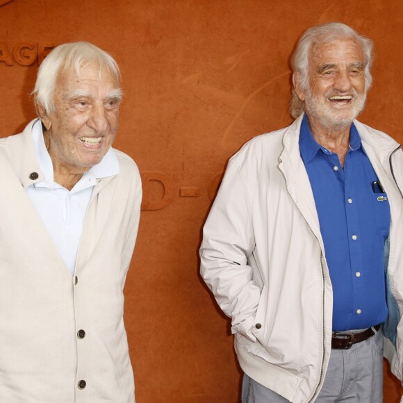 Charles Gérard et Jean-Paul Belmondo au village lors des internationaux de tennis de Roland Garros à Paris le 8 juin 2018. © Cyril Moreau / Bestimage