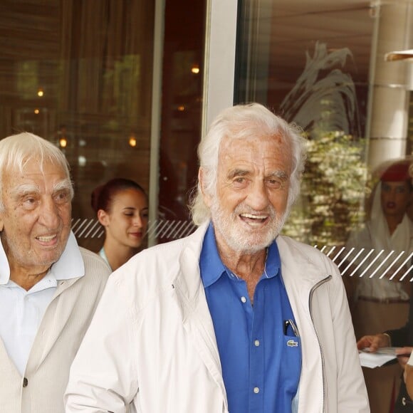 Charles Gérard et Jean-Paul Belmondo au village lors des internationaux de tennis de Roland Garros à Paris le 8 juin 2018. © Cyril Moreau / Bestimage