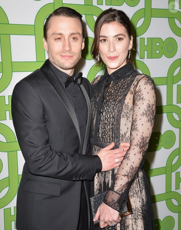 Kieran Culkin et sa femme Jazz Charton - Photocall de la soirée "HBO 's Official Golden Globes Awards After Party" au restaurant Circa 55 à Beverly Hills. Le 6 janvier 2019.