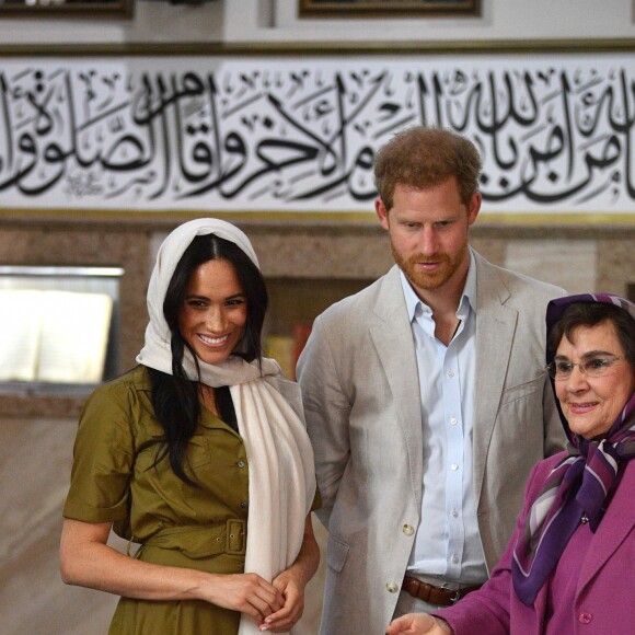 Meghan Markle, duchesse de Sussex, et le prince Harry ont visité la mosquée Auwal, la plus ancienne d'Afrique du Sud, dans le quartier de Bo-Kaap au Cap, le 24 septembre 2019 dans le cadre de leur visite officielle et de l'Heritage Day, un jour férié dans le pays.