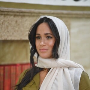 Meghan Markle, duchesse de Sussex, et le prince Harry ont visité la mosquée Auwal, la plus ancienne d'Afrique du Sud, dans le quartier de Bo-Kaap au Cap, le 24 septembre 2019 dans le cadre de leur visite officielle et de l'Heritage Day, un jour férié dans le pays.