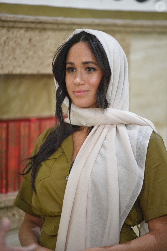 Meghan Markle, duchesse de Sussex, et le prince Harry ont visité la mosquée Auwal, la plus ancienne d'Afrique du Sud, dans le quartier de Bo-Kaap au Cap, le 24 septembre 2019 dans le cadre de leur visite officielle et de l'Heritage Day, un jour férié dans le pays.