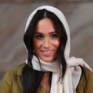 Meghan Markle, duchesse de Sussex, et le prince Harry ont visité la mosquée Auwal, la plus ancienne d'Afrique du Sud, dans le quartier de Bo-Kaap au Cap, le 24 septembre 2019 dans le cadre de leur visite officielle et de l'Heritage Day, un jour férié dans le pays.