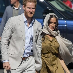 Meghan Markle, duchesse de Sussex, et le prince Harry ont visité la mosquée Auwal, la plus ancienne d'Afrique du Sud, dans le quartier de Bo-Kaap au Cap, le 24 septembre 2019 dans le cadre de leur visite officielle et de l'Heritage Day, un jour férié dans le pays.