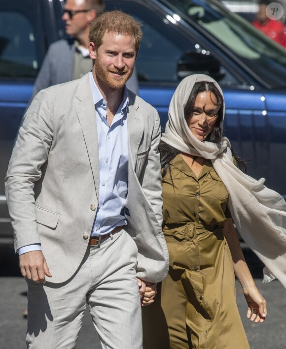 Meghan Markle, duchesse de Sussex, et le prince Harry ont visité la mosquée Auwal, la plus ancienne d'Afrique du Sud, dans le quartier de Bo-Kaap au Cap, le 24 septembre 2019 dans le cadre de leur visite officielle et de l'Heritage Day, un jour férié dans le pays.