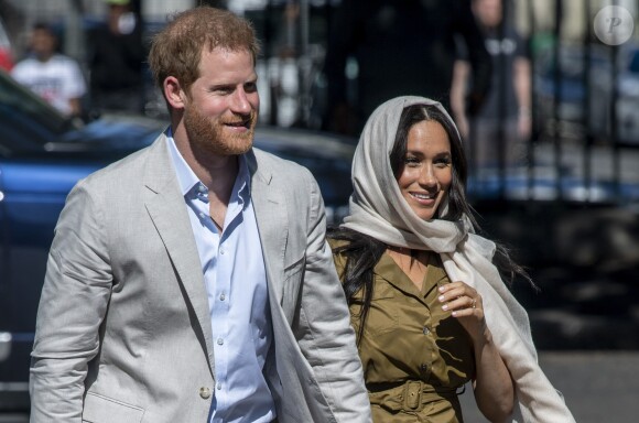 Meghan Markle, duchesse de Sussex, et le prince Harry ont visité la mosquée Auwal, la plus ancienne d'Afrique du Sud, dans le quartier de Bo-Kaap au Cap, le 24 septembre 2019 dans le cadre de leur visite officielle et de l'Heritage Day, un jour férié dans le pays.