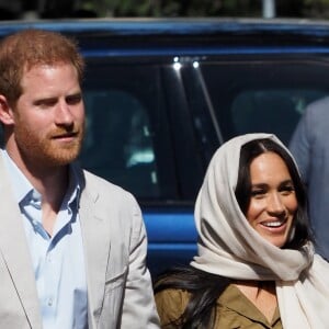 Meghan Markle, duchesse de Sussex, et le prince Harry ont visité la mosquée Auwal, la plus ancienne d'Afrique du Sud, dans le quartier de Bo-Kaap au Cap, le 24 septembre 2019 dans le cadre de leur visite officielle et de l'Heritage Day, un jour férié dans le pays.