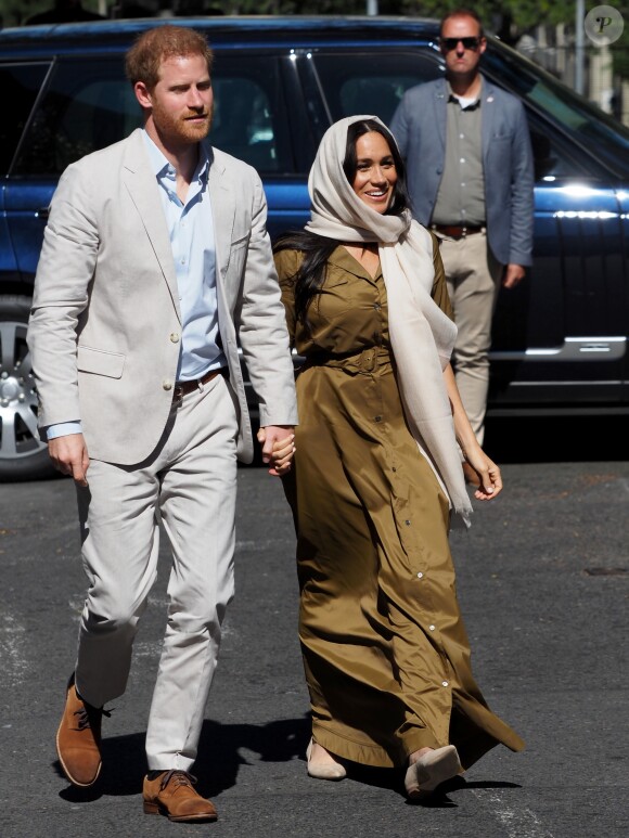 Meghan Markle, duchesse de Sussex, et le prince Harry ont visité la mosquée Auwal, la plus ancienne d'Afrique du Sud, dans le quartier de Bo-Kaap au Cap, le 24 septembre 2019 dans le cadre de leur visite officielle et de l'Heritage Day, un jour férié dans le pays.