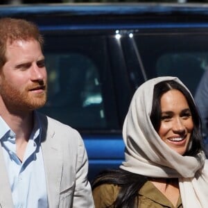 Meghan Markle, duchesse de Sussex, et le prince Harry ont visité la mosquée Auwal, la plus ancienne d'Afrique du Sud, dans le quartier de Bo-Kaap au Cap, le 24 septembre 2019 dans le cadre de leur visite officielle et de l'Heritage Day, un jour férié dans le pays.