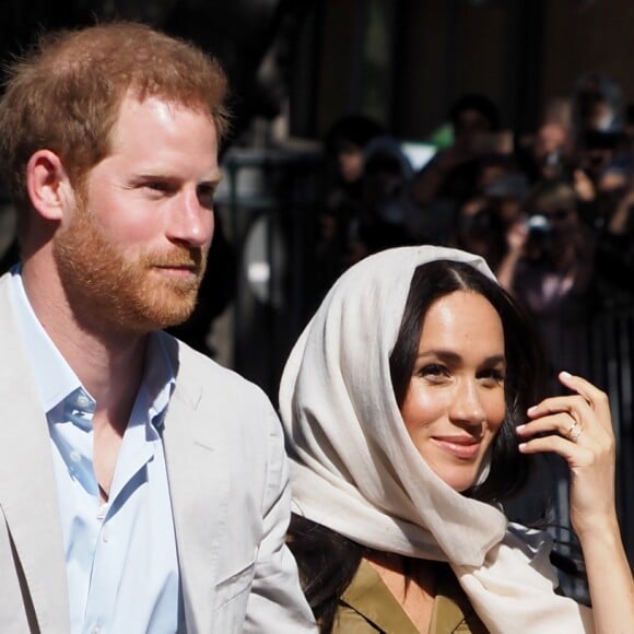 Meghan Markle, duchesse de Sussex, et le prince Harry ont visité la mosquée Auwal, la plus ancienne d'Afrique du Sud, dans le quartier de Bo-Kaap au Cap, le 24 septembre 2019 dans le cadre de leur visite officielle et de l'Heritage Day, un jour férié dans le pays.