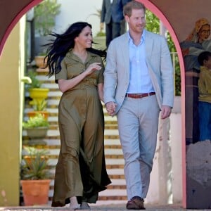 Meghan Markle, duchesse de Sussex, et le prince Harry en visite dans le quartier de Bo-Kaap au Cap, le 24 septembre 2019 dans le cadre de leur visite officielle et de l'Heritage Day, un jour férié dans le pays.