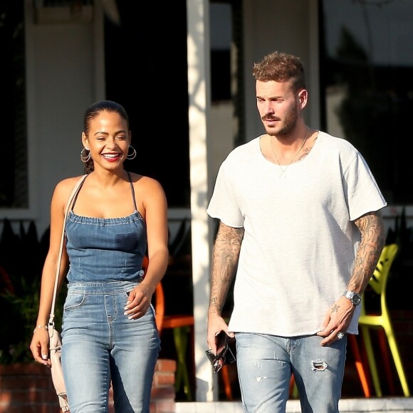 Matt Pokora et sa compagne Christina Milian sont allés déjeuner en amoureux au restaurant Mauro à coté de Fred Segal à West Hollywood.