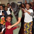 Meghan Markle, duchesse de Sussex, en visite au club "Action Aid" à Johannesburg. Le 1er octobre 2019
