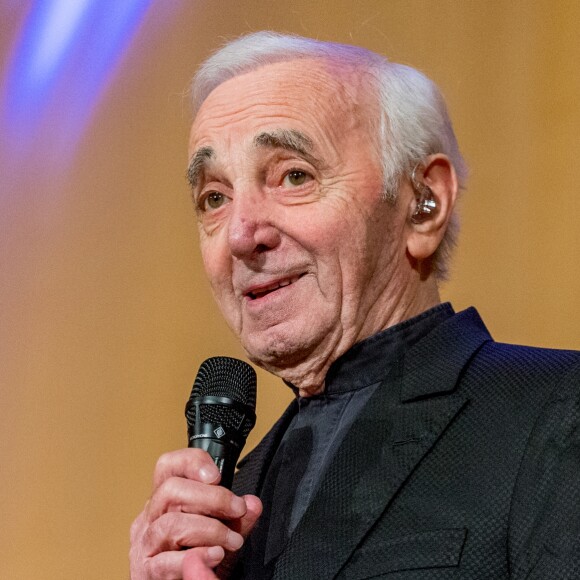 Charles Aznavour en concert à l'Office des Nations Unies à Genève. Le 13 mars 2018.