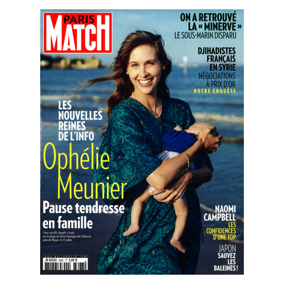 Ophélie Meunier en couverture du magazine "Paris Match", en kiosques jeudi 25 juillet 2019.