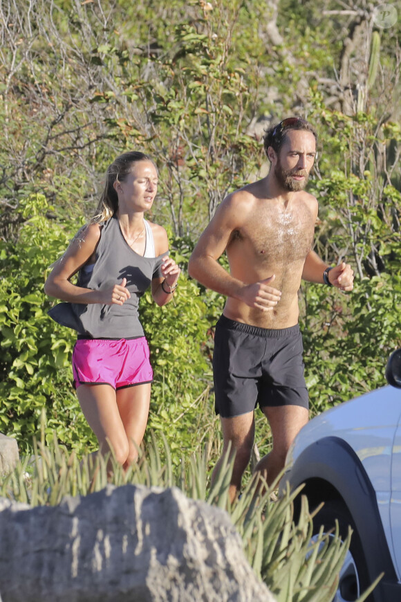 Exclusif - James Middleton et Alizee Thevenet font leur jogging matinal à Saint-Barthélemy. Le 5 janvier 2019.