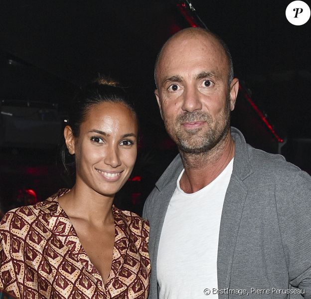Christophe Dugarry et sa compagne Yasmina - Opening du Roxie Club à Paris le 10 octobre 2019. © Pierre Perusseau/Bestimage