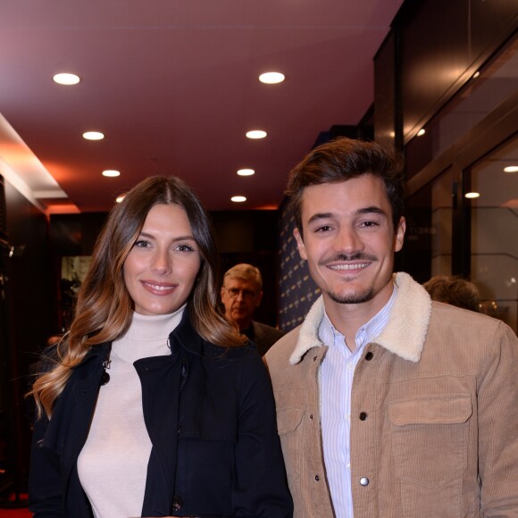 Camille Cerf (Miss France 2015) et son compagnon Cyrille lors de la soirée de réouverture de la boutique "Breitling", située rue de la Paix. Paris, le 3 octobre 2019. © Rachid Bellak/Bestimage